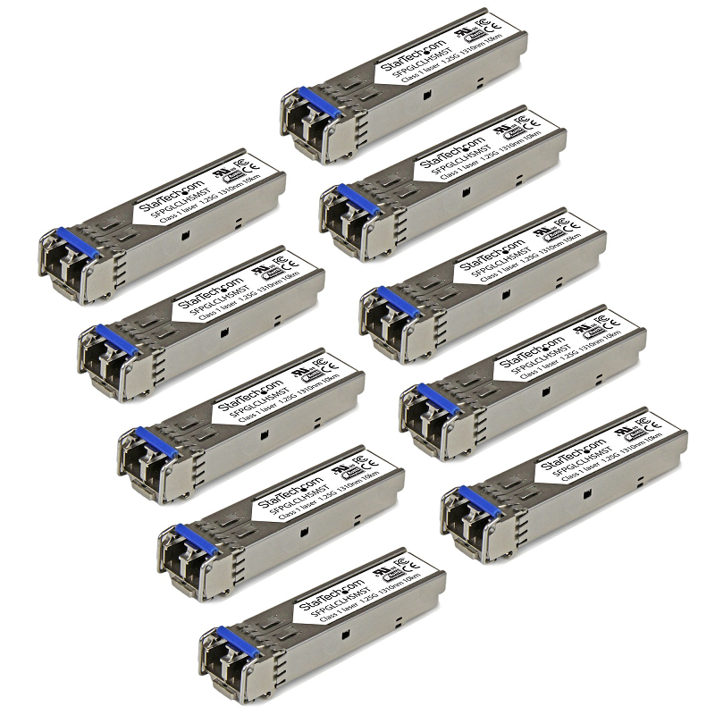 StarTech GLCLHSM10PST 1GbE Single Mode Fiber SMF Optic Transceiver 10 Pack